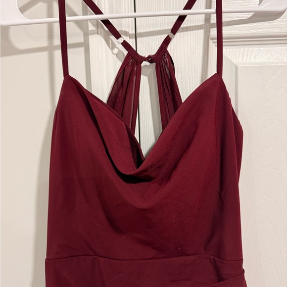 Azazie Burgundy Backless Dress - Picture 3 of 5